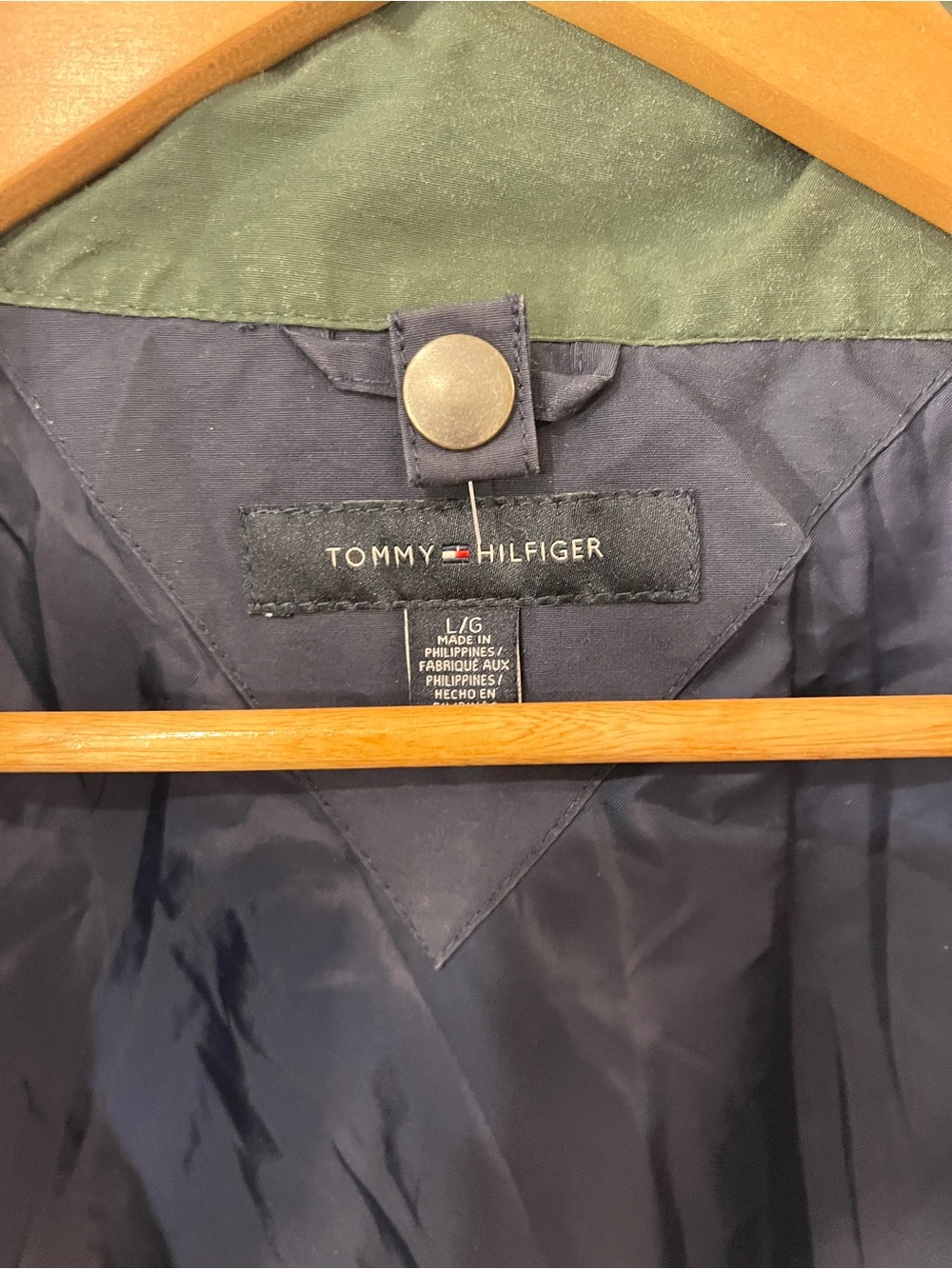 Vintage Tommy Hilfiger Hooded Windbreaker Jacket Mens Large Blue Green Y2K 90s - Picture 6 of 14